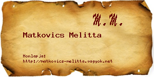 Matkovics Melitta névjegykártya